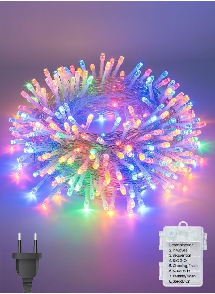 مودي أضواء رمضان والعيد بطول 50 مترًا - سلسلة أضواء LED RGB مع 8 أوضاع إضاءة، مقاومة للماء، مناسبة للديكور الداخلي والخارجي - Image 1